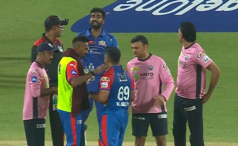Karun Nair, Jasprit bumrah involved in heated spat during ipl clash. Rohit Sharma’s Reaction Viral – Watch