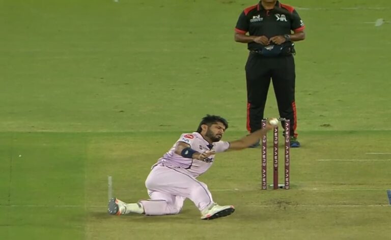 Gujarat Titans Pacer Arshad Khan has nasty Fall vs Lsg, Green Pitch in Focus at Ahmedabad. Watch